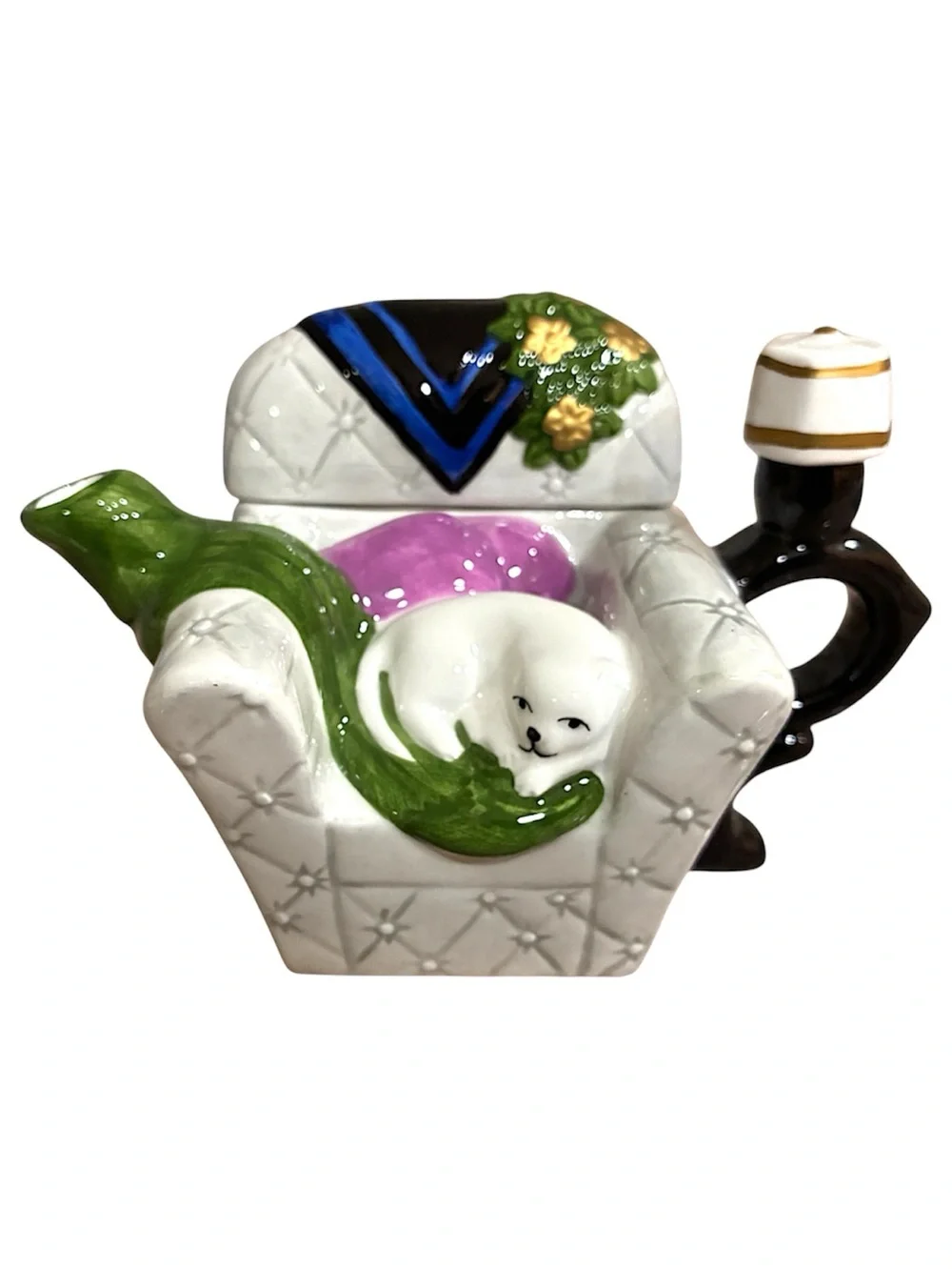 Houston Harvest Cat in Armchair Ceramic Teapot | Whimsical Collectible
